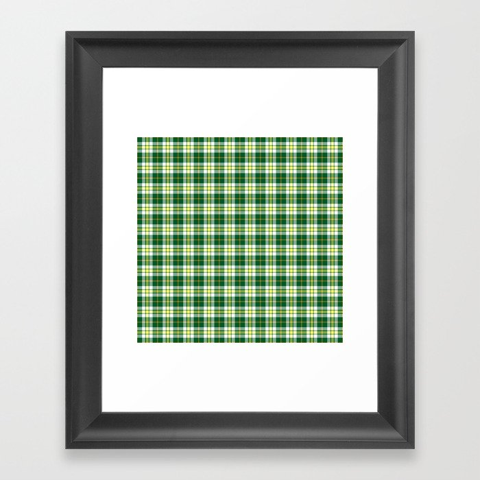 Green and White Plaid Framed Art Print