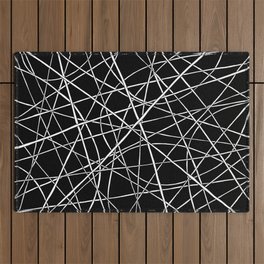 White Lines Black Space Outdoor Rug