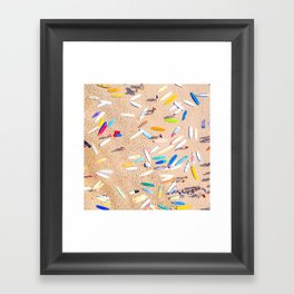 Surfboards Laying on the Beach Framed Art Print