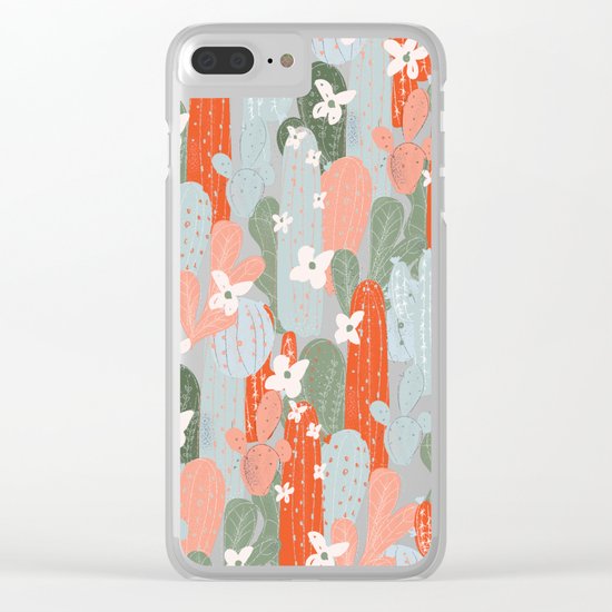 Floral Cactus Clear iPhone Case