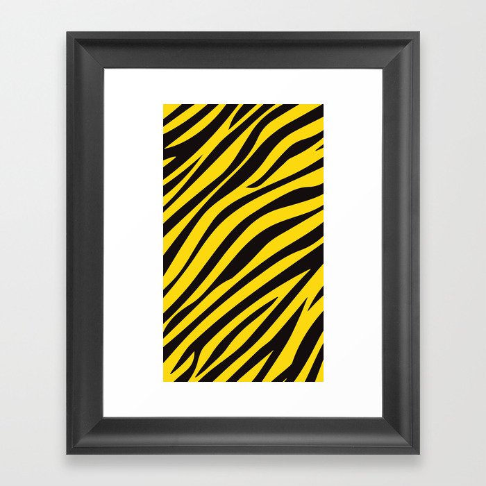 Yellow and Black Abstraction Lines Framed Art Print