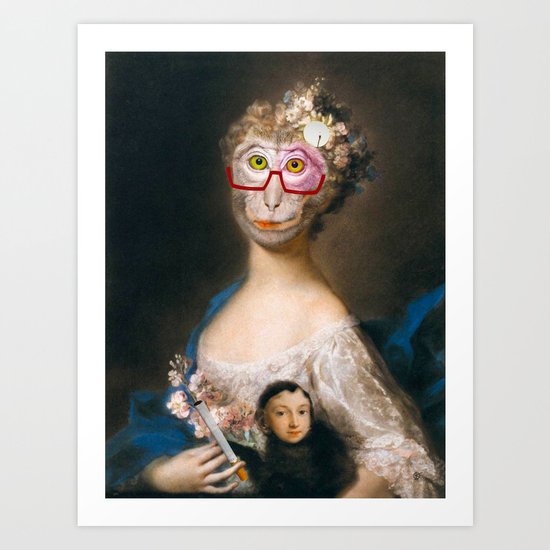 Rosalba Carriera - Young Woman with an Ape? Art Print