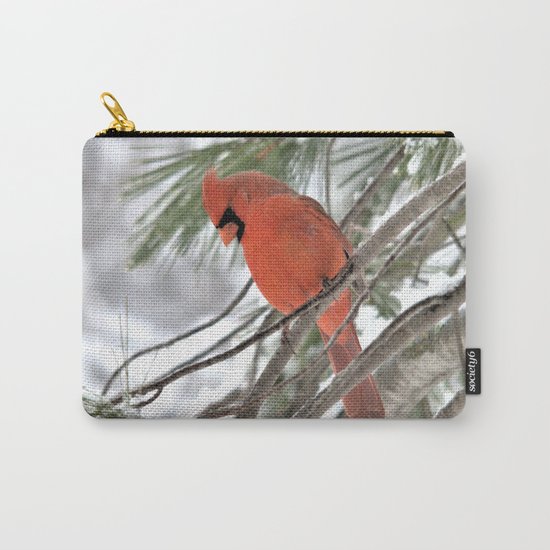 Snow Globe Cardinal (square) Carry-All Pouch