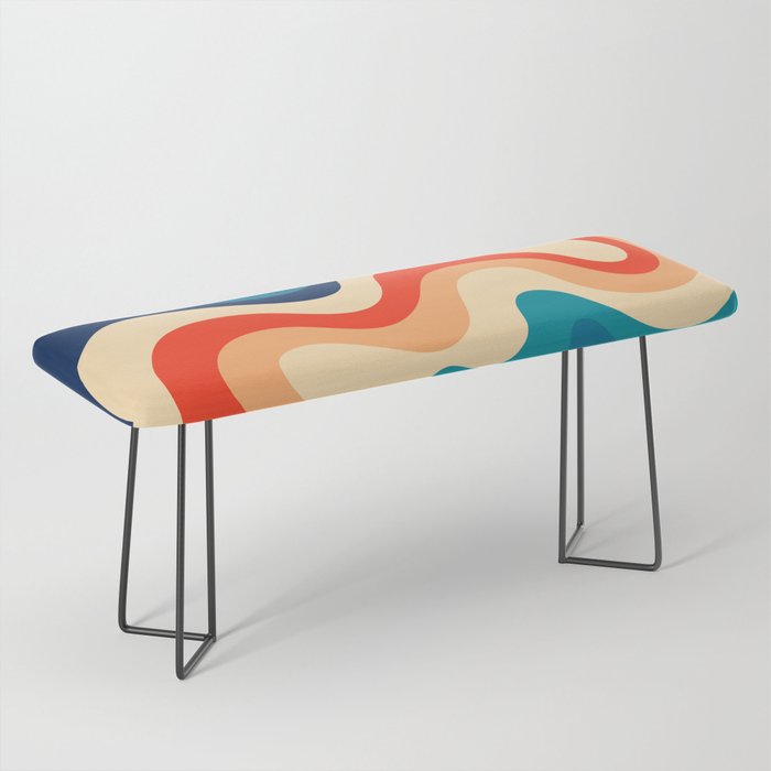 Retro 70s and 80s Abstract Soft Swirl Pattern Waves Art Vintage Color Palette Bench