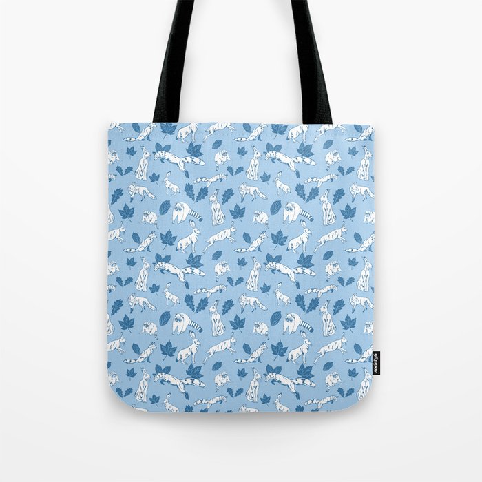Woodland creatures in blue Tote Bag