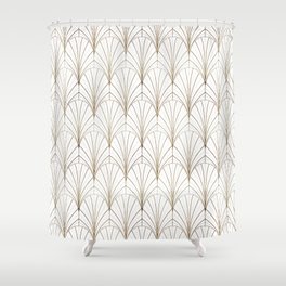 Art Deco Waterfalls // White Shower Curtain