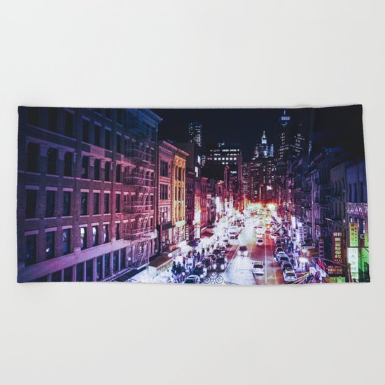 NYC Night Beach Towel