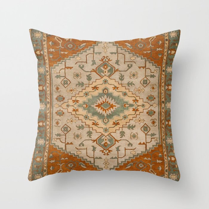 Traditional Oriental Light Blue Rust Persian Vintage Throw