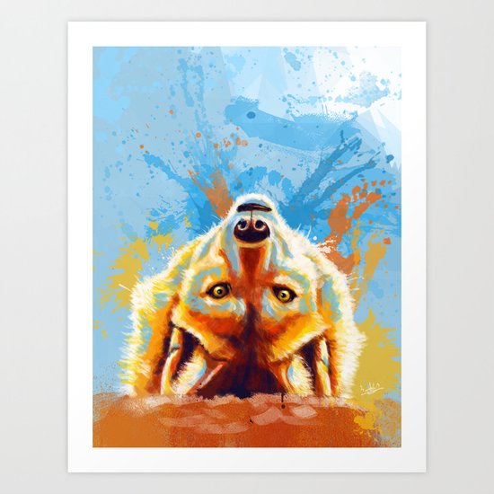 Hey! - Wolf portrait Art Print