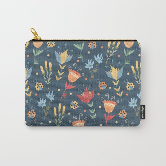 Floral blue pattern Carry-All Pouch