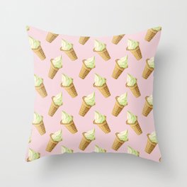 Ice Cream Pattern - Pink Throw Pillow