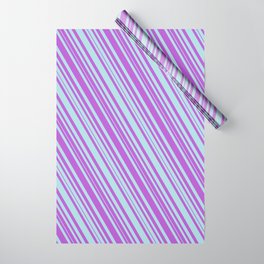 [ Thumbnail: Powder Blue & Orchid Colored Lined Pattern Wrapping Paper ]