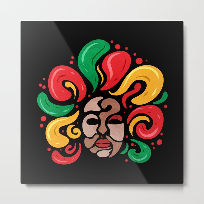 Afro With African Corors Hair Freedom Day Juneteenth Metal Print