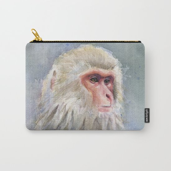Snow Monkey Watercolor Animal Carry-All Pouch
