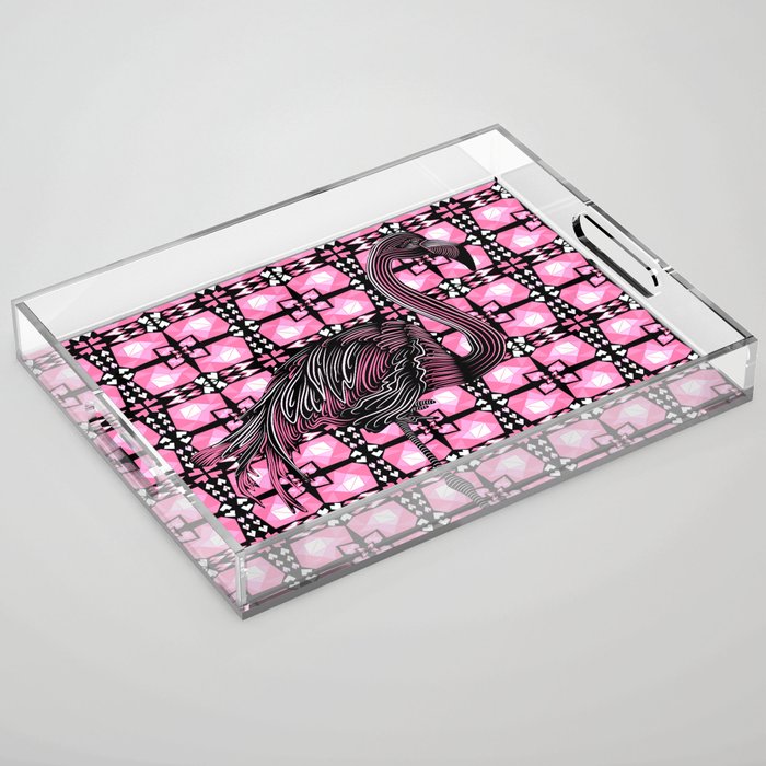 Retro Flamingo Acrylic Tray
