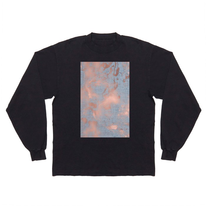 Abstract teal rose gold elegant marble Long Sleeve T Shirt