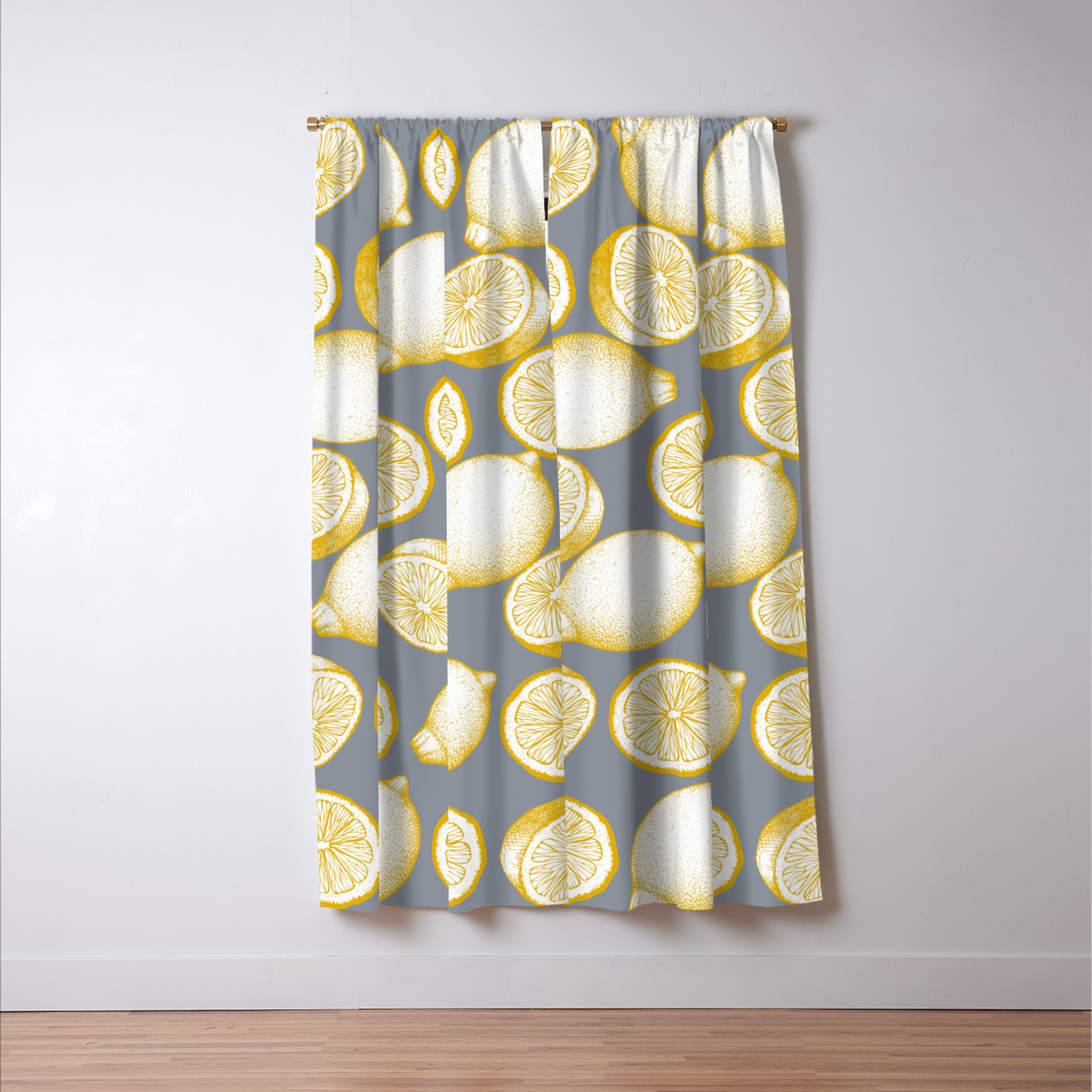 Lemons On Grey Background Blackout Curtain By Lavieclaire Society6