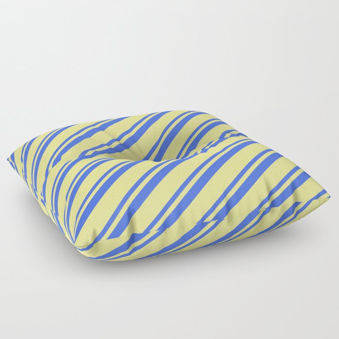Royal Blue & Tan Colored Stripes Pattern Floor Pillow