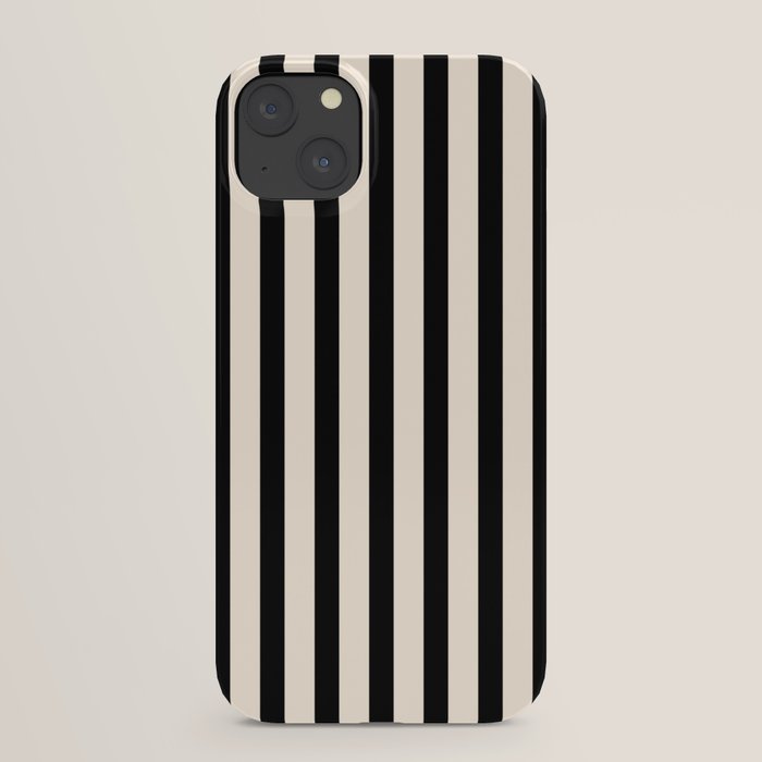 Fine Stripes Vertical Minimalist Pattern in Black and Almond Cream