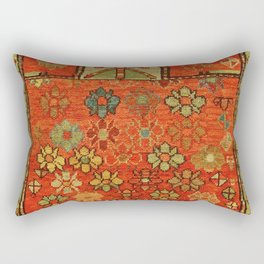 Antique Caucasian Floral Rug Print Rectangular Pillow