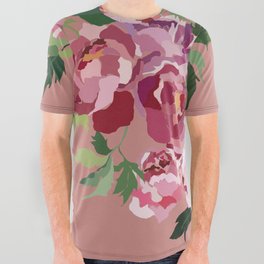 Romantic peony rosewood background All Over Graphic Tee