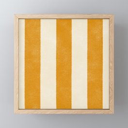 Cabana Stripe - marigold & cream Framed Mini Art Print
