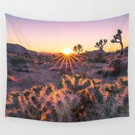 Joshua Tree Cholla Cactus Sunset Wall Tapestry