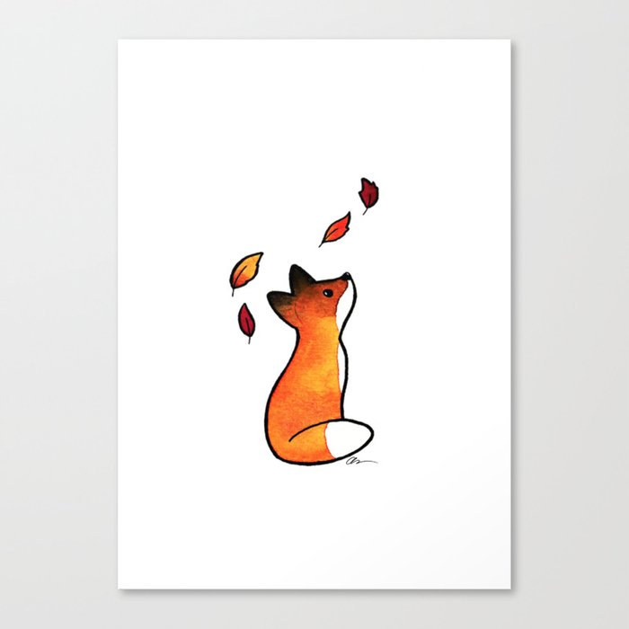 The Fox in The Leaves Canvas Print