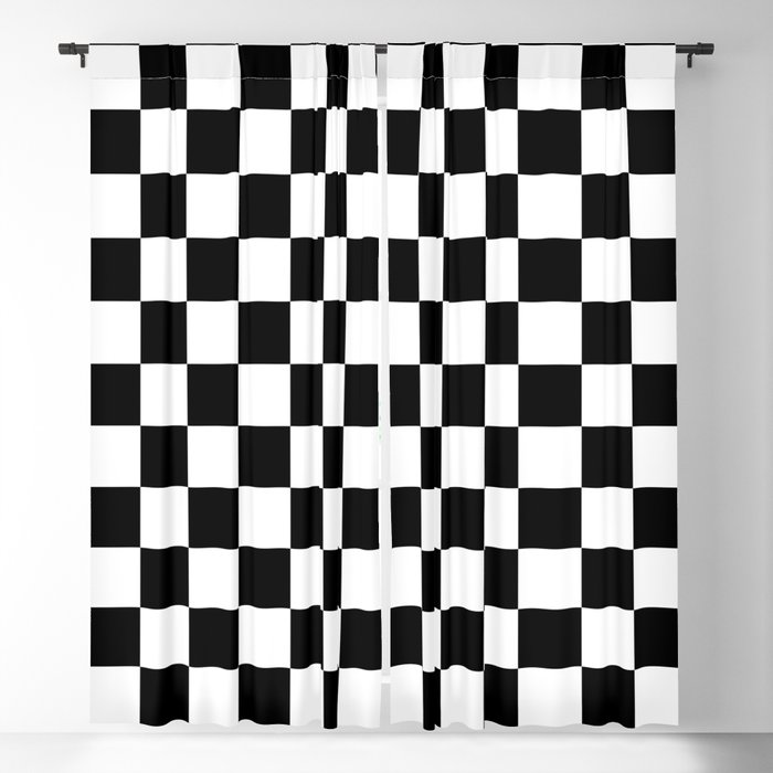Race Flag Black and White Checkerboard Blackout Curtain