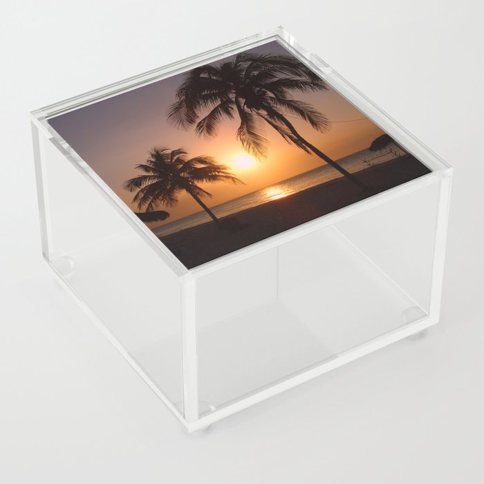 Palm trees at sunset Acrylic Box