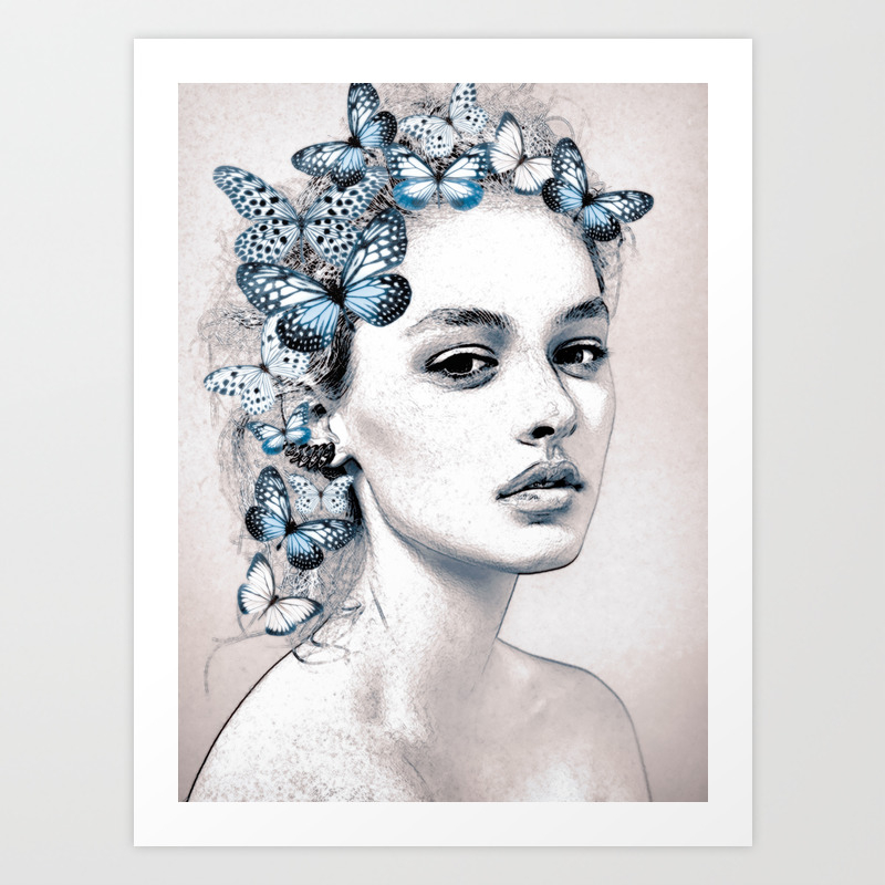 Woman With Butterflies 2 Art Print By Dada22 Society6