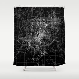 Cedar Rapids Black Map Shower Curtain
