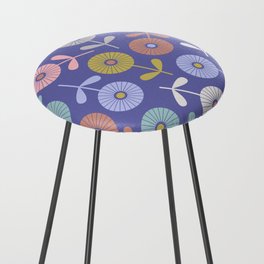 SPRING DITSY FLORAL PATTERN with VERY PERI PURPLE AND PASTELS Counter Stool