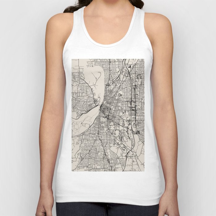 USA - Salem - City Map - Black and White Tank Top