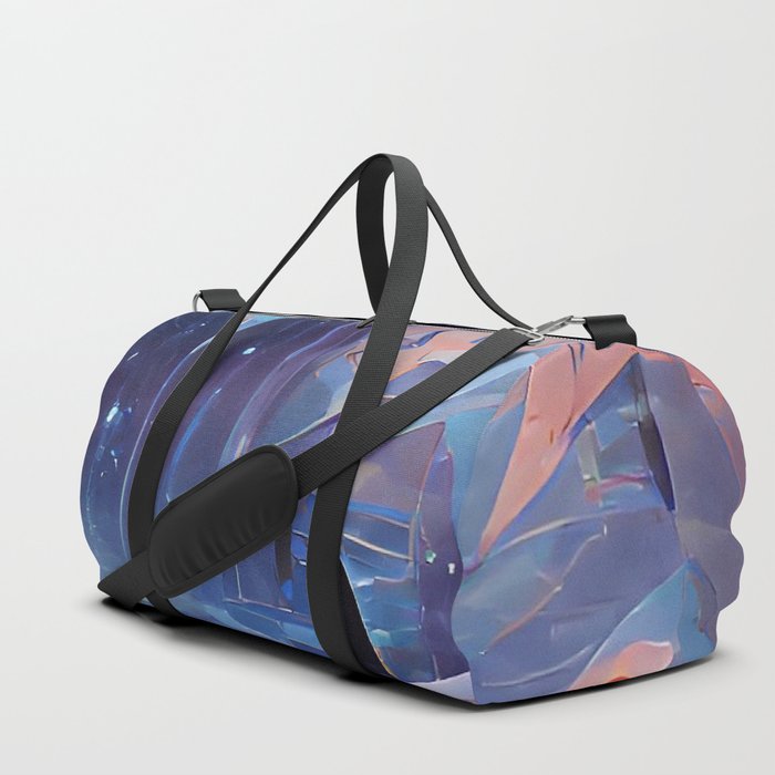 Abstract Blue Ice Frozen Landscape AI Art Duffle Bag