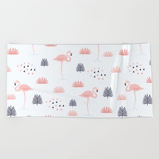 Minimal Flamingo Beach Towel