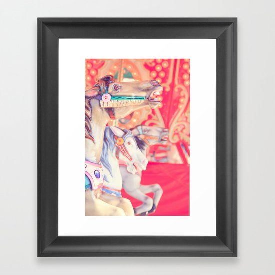 Pink Carousel Horse Framed Art Print
