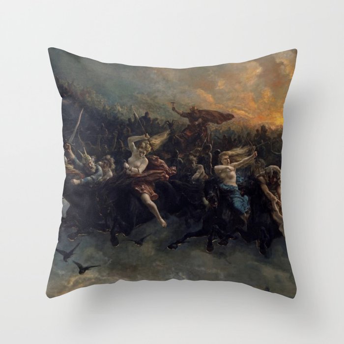 Peter Nicolai Arbo The Wild Hunt Of Odin Restored Throw Pillow