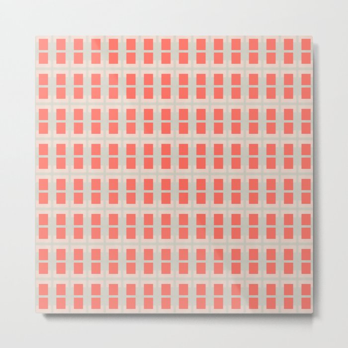 80s Mid Century Rectangles Coral Metal Print