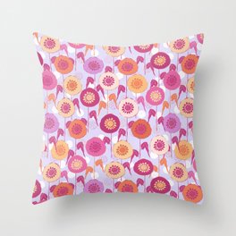 Cute Florals in pink and orange Throw Pillow