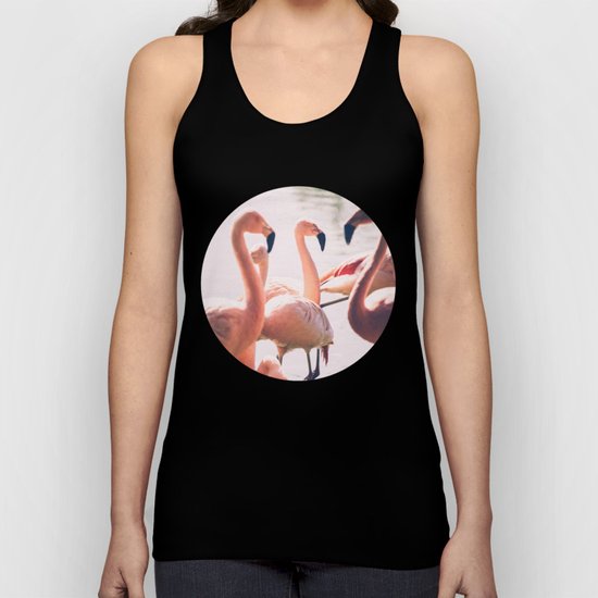 Pink Flamingo Flock Unisex Tank Top