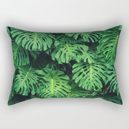 Monstera leaf jungle pattern - Philodendron plant leaves background Rectangular Pillow