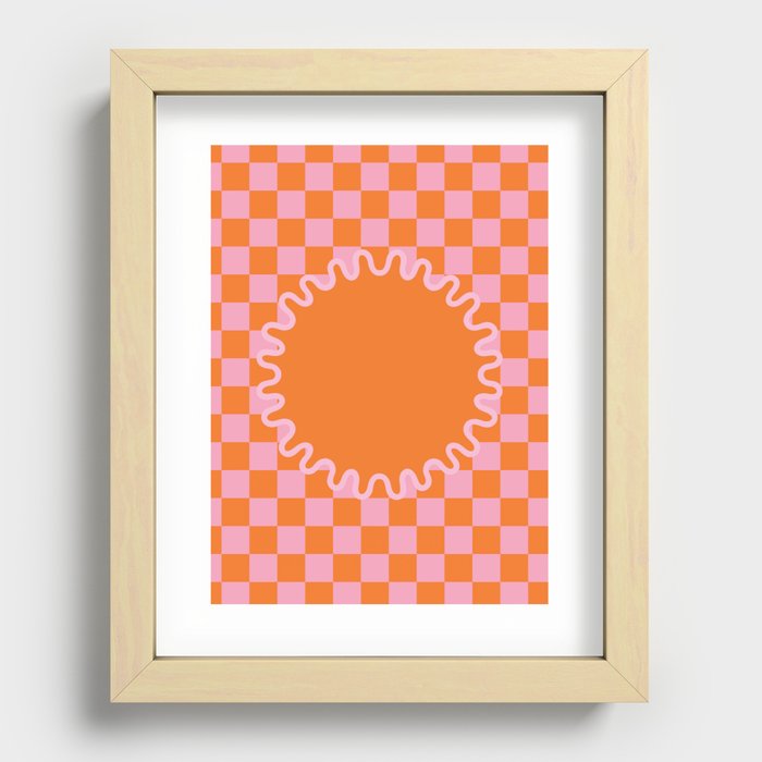 90s Checkerboard - Orange 2 Recessed Framed Print