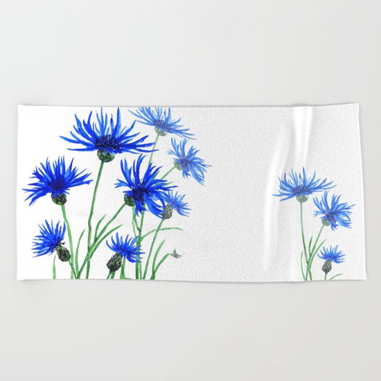 blue cornflower Beach Towel