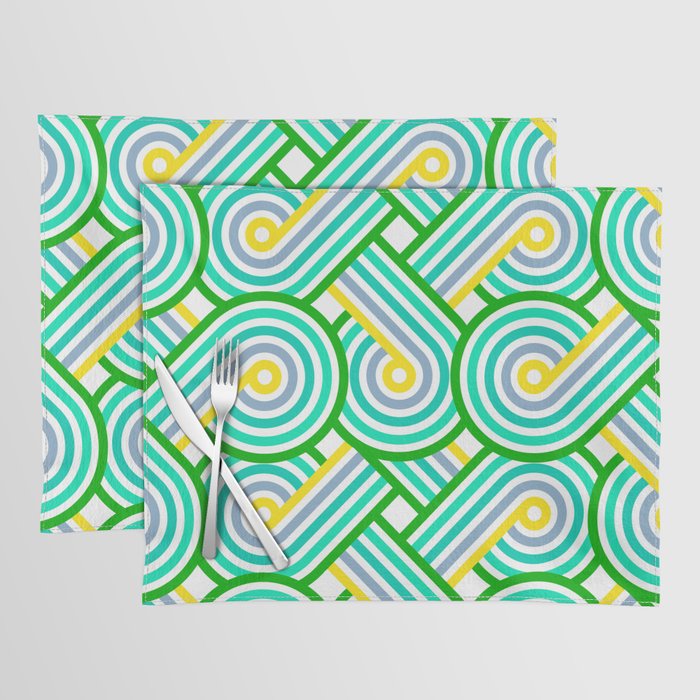 Spring Green Stripes Modern Celtic Knot Seamless Pattern Placemat