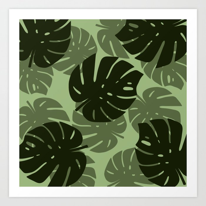 Monstera Leaf pattern green  Art Print