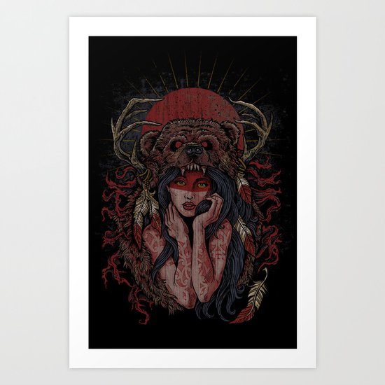 Tattooed Bear Art Print