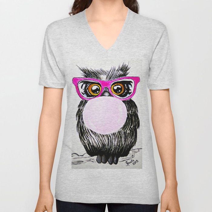 Chewing gum owl V Neck T Shirt