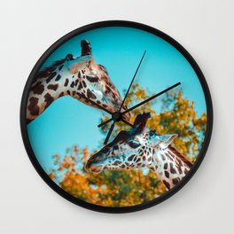 Gentle Giraffes Photograph Wall Clock
