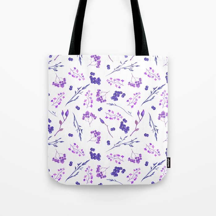 Violet lilac hand painted watercolor berries floral Tote Bag